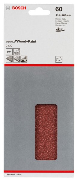 Schleifblatt C430, 115 x 280 mm, 60, ungelocht, gespannt, 10er-Pack